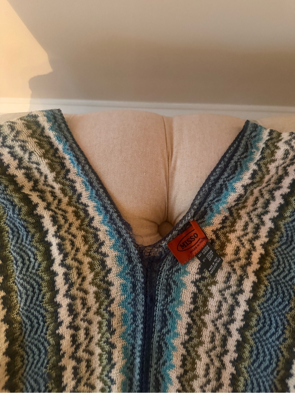 Vintage Missoni Orange Label Convertible Split Knit Poncho Scarf Shawl Wrap - Picture 10 of 12